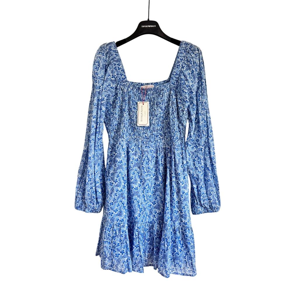 NWT Banjanan Heron Mini Dress Blue Floral Small S